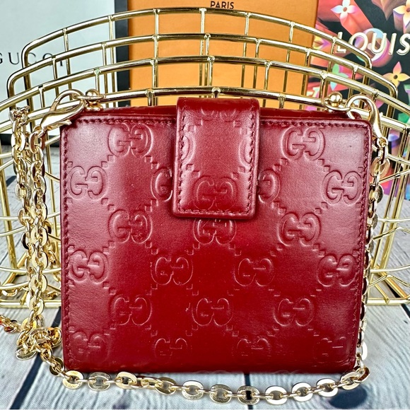Gucci red leather mini Guccissima wallet crossbody - Picture 3 of 15